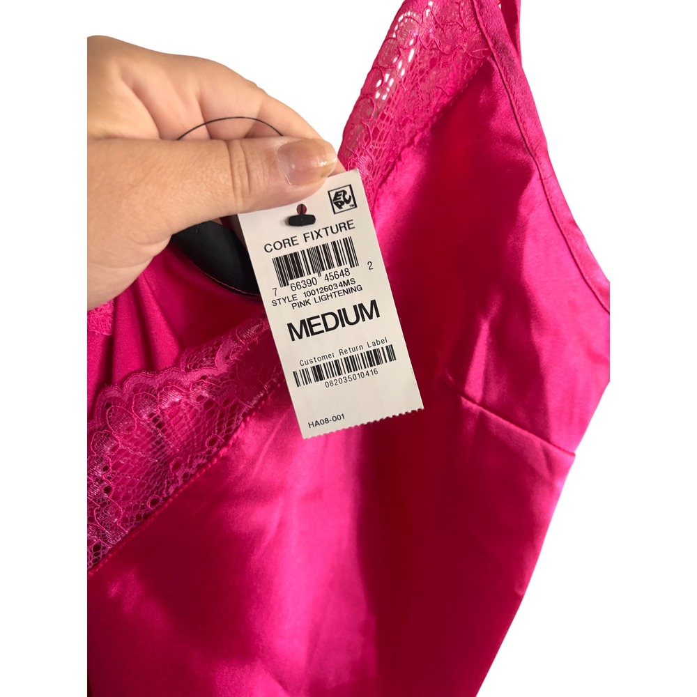 INC International Concepts Pink Lightening Satin Lace Trim Chemise M NEW - Picture 4 of 5